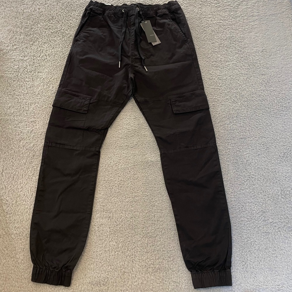 NWT Zanerobe Sureshot Lite Cargo Jogger Mens 34 Black Organic Cotton Stretch